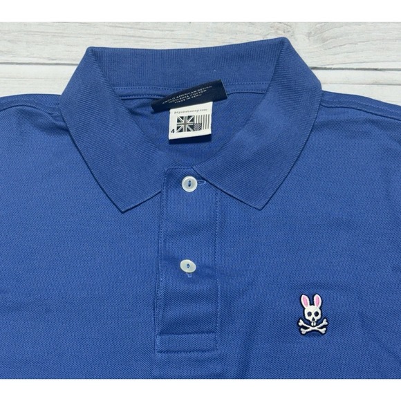 Psycho Bunny Other - Psycho Bunny Polo Shirt Mens 4 Small Blue Skull Crossbones Short Sleeve Pima